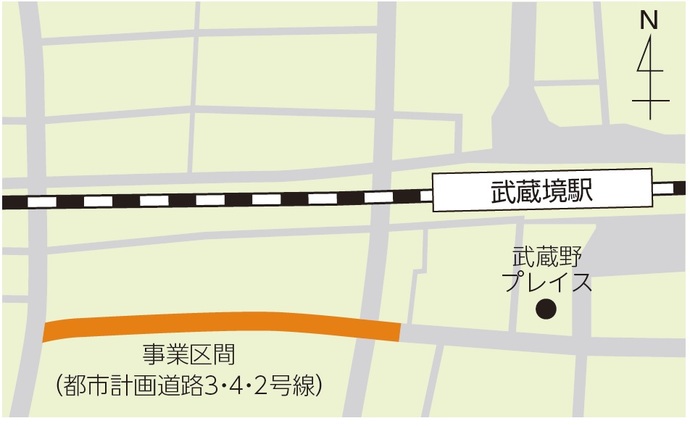 位置図(武蔵野都市計画道路3・4・2号線)