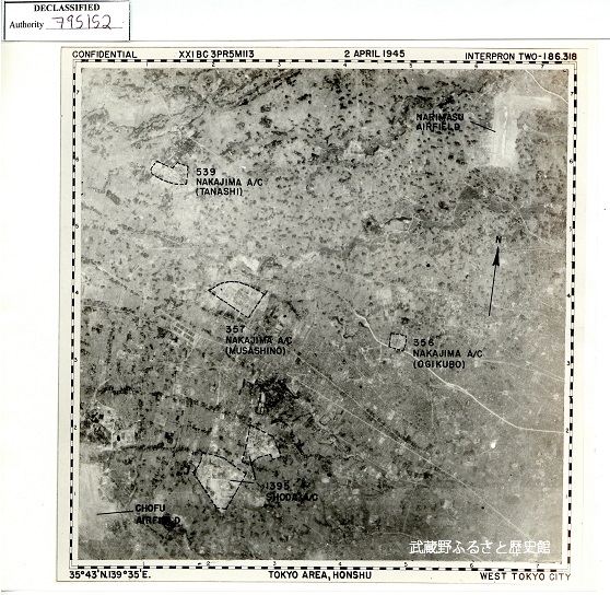 中島飛行機武蔵製作所及び関連施設等を記した写真図