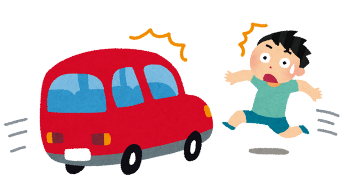 イラスト：子どもの飛び出し事故の様子
