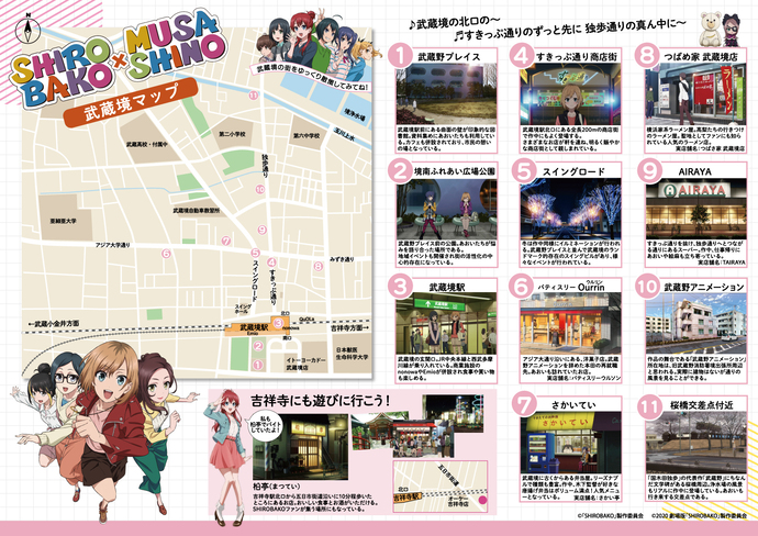 SHIROBAKOxMUSASHINO デザインマンホール＆舞台探訪 武蔵境マップの画像2