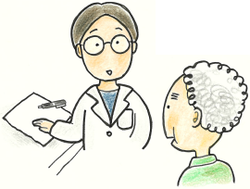 相談医と高齢者の問診イラスト