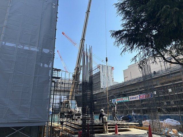 柱主筋が立ち上がっています。