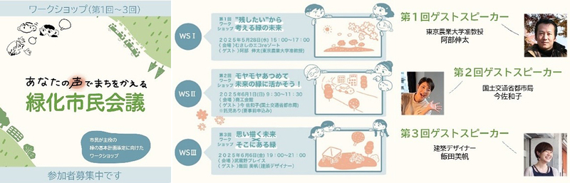 あなたの声でまちをかえる 緑化市民会議 ワークショップ（第1回～第3回）参加者募集中です