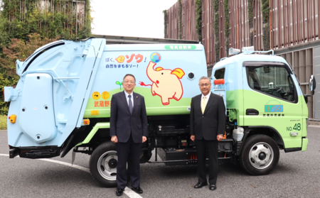 写真：EVごみ収集車の出発式の様子