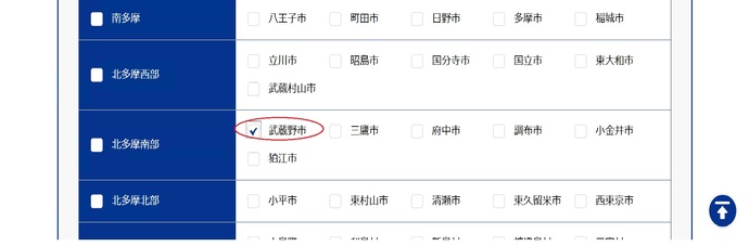 「医療情報ネット」（ナビイ）地区選択ページ